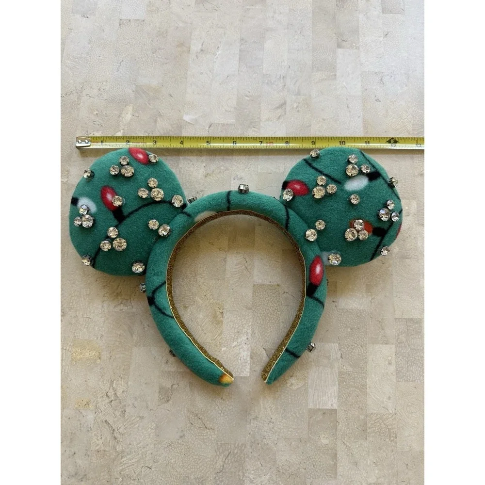 Disney Parks‎ Rhinestone Green Fleece Minnie Mouse Holiday Ears Adult Christmas